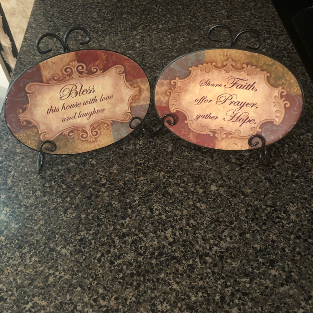 Inspirational decorative plate pair